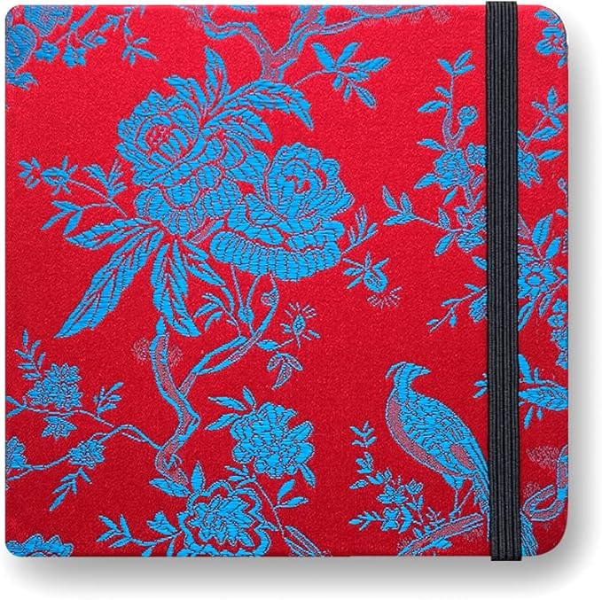 Square 5x5 Bleedproof Marker Paper Pad, 110 GSM Alcohol Ink Bristol Paper Sketchbook, Handmade Journal Hardbound 88 Sheets (176 Pages) Markers Ink Mediums Art Sketch Book Red Blue Rose