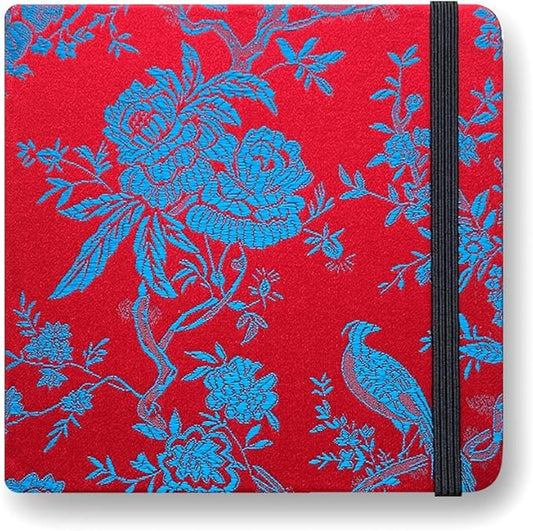 Square 5x5 Bleedproof Marker Paper Pad, 110 GSM Alcohol Ink Bristol Paper Sketchbook, Handmade Journal Hardbound 88 Sheets (176 Pages) Markers Ink Mediums Art Sketch Book Red Blue Rose