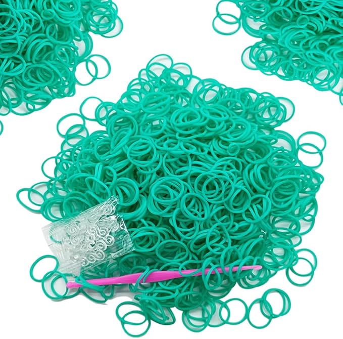 6000-Pack Rubber Loom Bands Making Kit,50PCS S-Clips10-Hooks,Colorful Rubber Bands Refill Kits for Weaving DIY Crafting Gift (Green)