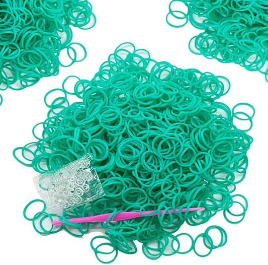 6000-Pack Rubber Loom Bands Making Kit,50PCS S-Clips10-Hooks,Colorful Rubber Bands Refill Kits for Weaving DIY Crafting Gift (Green)