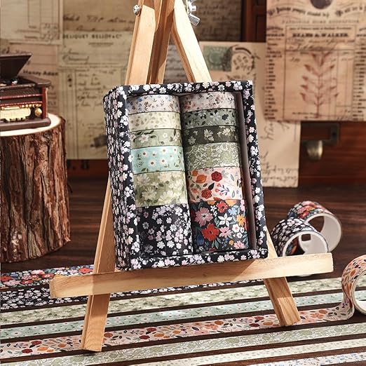 12 Rolls Floral Washi Tape Set - 0.4/0.6/0.8/1.2in Numerous Flowers Design Decorative Tapes for Journaling Scrapbooking Writable Vintage Scrapbook Supplies Letter Gift Craft Tape (Colorful1)