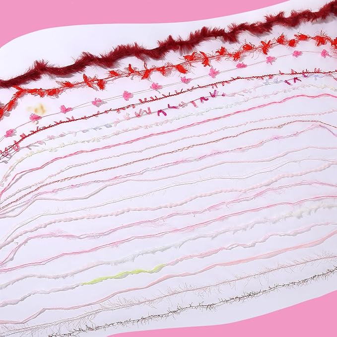 20 Pcs of 2-Yard Original Art Yarns - for DIY Art Yarns for Jewelry Making, Junk Magazines, Knitting, Crafts, Textile Decorative, Tassels, Vintage Yarn Card Making (Pink)