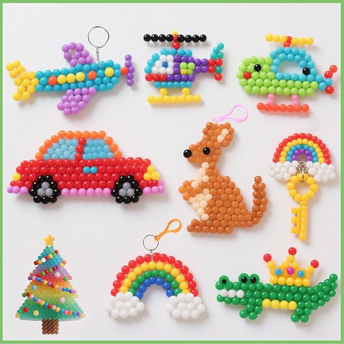 Non-Iron Fuse Beads Kit - 48 Vibrant Colors - 4960 Beads with 12 Glow-in-Dark Arts and Crafts Bundle