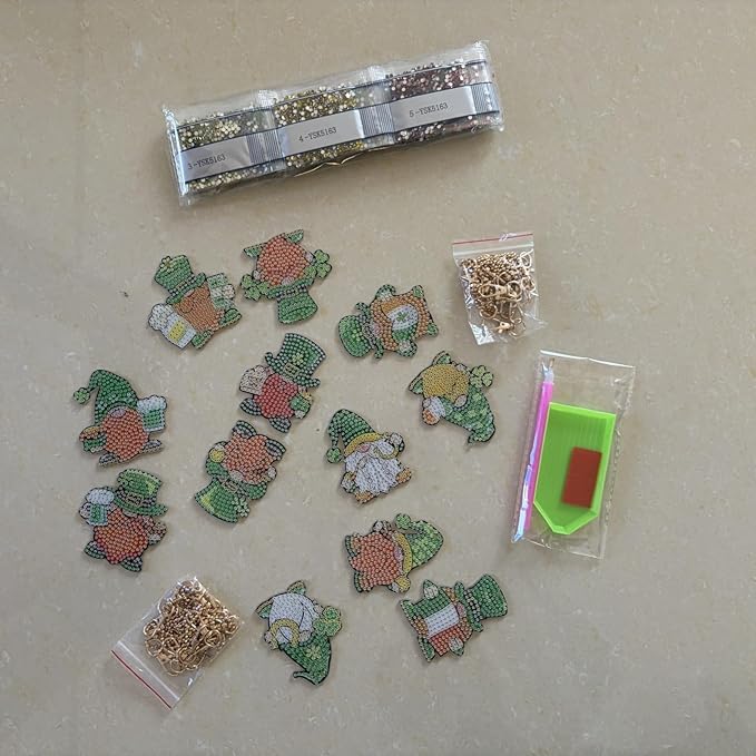 Gnomes Diamond Art Kits Ornaments for Adults 12 Pcs 5D DIY Diamond Painting Keychain Kits Gifts for Girls Boys Women Men