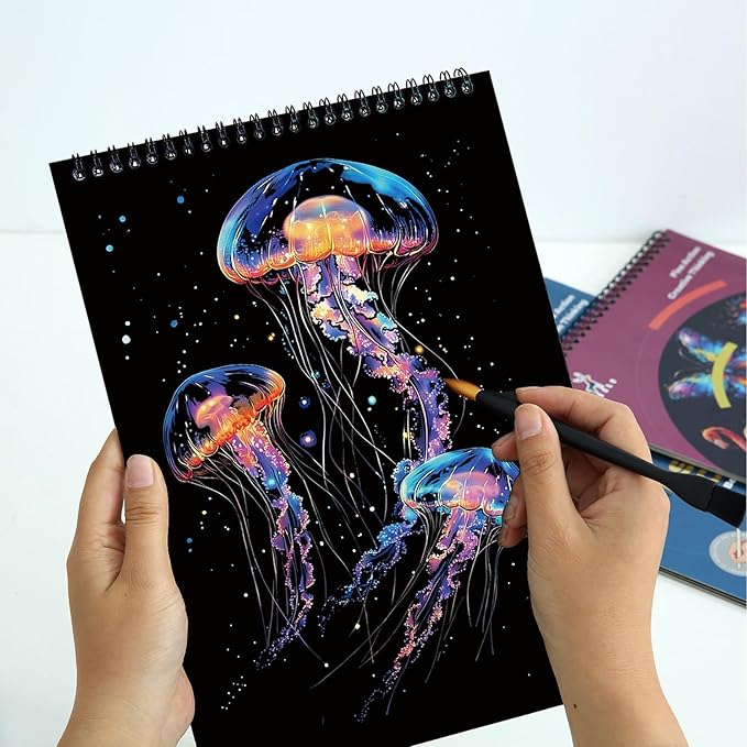 Animals Scratch Art Book for Adults-Colorful Animal Scratch Paper|Scratch Painting Paper Craft Kit|Creative Foil Engraving Scratch Art|Stress Relief Gift for Craft Lovers(Animal Series 1)