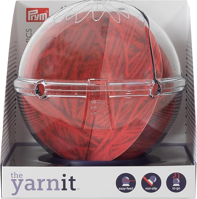 Prym Yarnit Travel Yarn Holder for Knitting & Crochet – Prevents Tangles with Two Yarn Channels, Shoulder Strap, Non-Slip Base & Hidden Storage