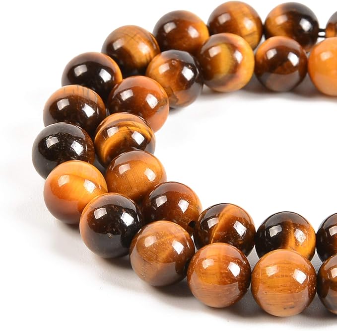 45pcs 8mm Natural Yellow Tiger's Eye Gemstone Round Spacer Loose Stone Beads for Jewelry Making 15.5" 1 Strand (Yellow Tiger's Eye, 8mm 45Beads)
