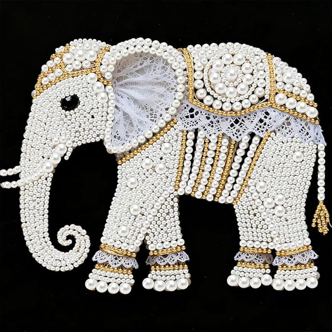 GEMFAMILY 5D Diamond Painting Kits for Adults, Elephant Diamond Art Kits for Beginners,DIY Special Shape Pearl Gem Crafts for Home Wall Decoration 11.8 X 11.8 Inch