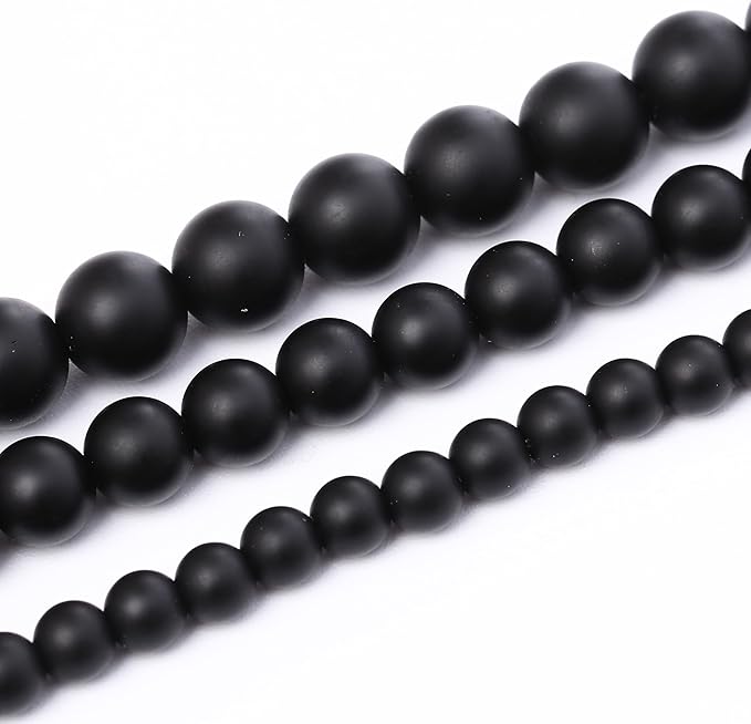 Frosted Black Glass Stone Beads for Jewelry Making Gemstone Round Crystal Bracelet Necklace 1 Strand 15.5inch 91PCS 4MM