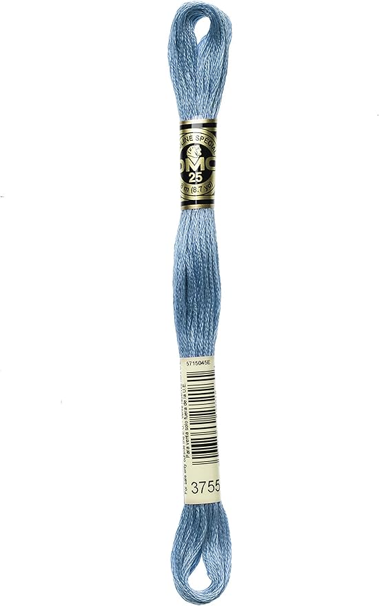 DMC 117-3755 Mouline Stranded Cotton Six Strand Embroidery Floss Thread, Baby Blue, 8.7-Yard