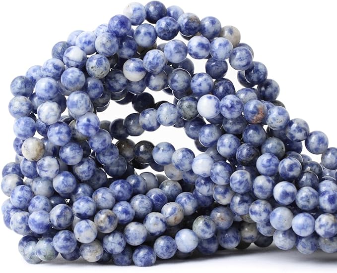 cheavian 60pcs 6mm natural blue white sodalite gemstone round loose beads for jewelry making 1 strand 15"