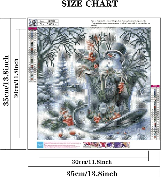 Christmas Diamond Painting Kits for Adult, Xmas Snowman Hat Forest Diamond Art Kits for Beginner, 5D DIY Full Drill Winter Holiday Rhinestone Diamond Dots Gem Painting Art Craft Home Decor 14 x14 Inch