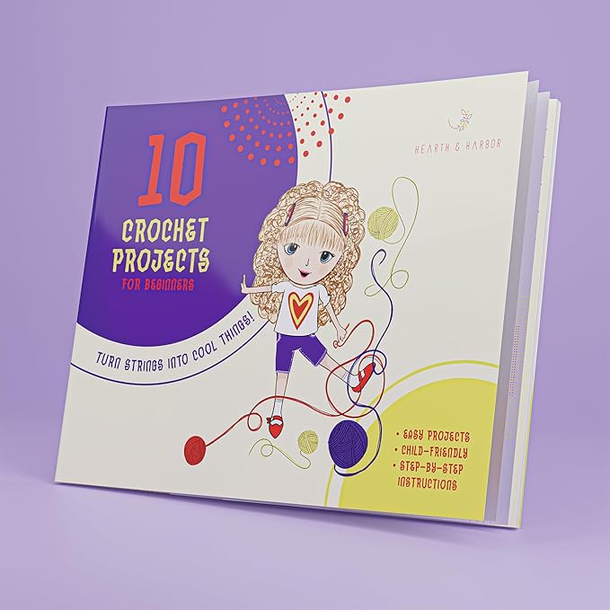 learn to crochet kit for beginners adults – beginner crochet kit for adults and kids, 80 piece crochet set with step-by-step guide and projects book, crochet starter kit, crochet yarn, and hooks