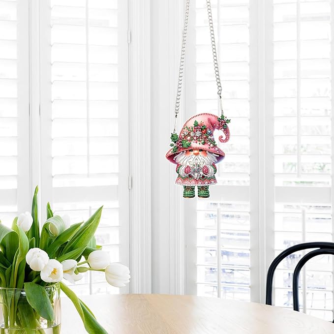 Tontut 5D DIY Diamond Art Painting Pendant Kit, Dwarf Special-Shaped Hanging Crystal Window Pendant kit, Adult Gift Home Curtains, Yard Entrance Decoration