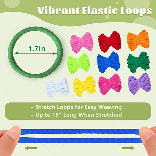 prebox 1000 pcs weaving loom loops refill, 10 colors for 7 inch potholder loom, craft supplies for kids and beginners, christmas & birthday gifts for girls 6 7 8-10 10-12 year old