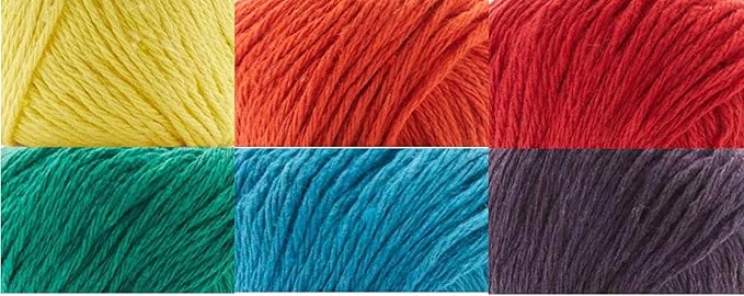 Premier Home Cotton Yarn 6-Pack Bundle with Bella's Crafts Stitch Markers (Bright Solid Mix)