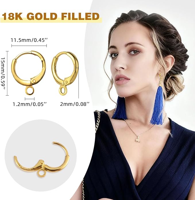 yaugkh 18k gold filled earring hooks hypoallergenic lever back huggie earwires dangle findings for jewelry making supplies