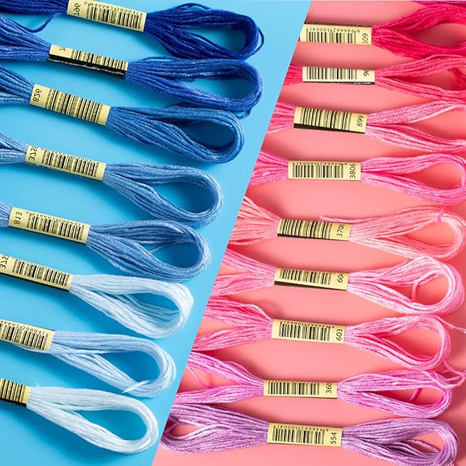 Vilihkc Rainbow Color Embroidery Floss 100 Skeins Per Pack with Cotton for Cross Stitch Threads Bracelet Yarn Craft Floss Embroidery Floss Set