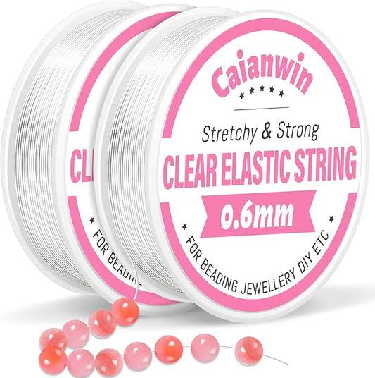 100M/0.6mm Elastic Bracelet String Cord Caianwin Stretchy Bracelet String Transparent Beading Thread Clear Bead Cord for Beading, Bracelet and Jewelry Making