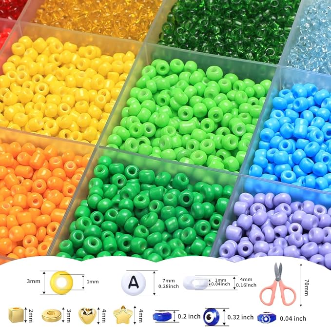 IOOLEEM 10000+pcs 3mm Glass Seed Beads Kit for Jewelry Making and Bracelets