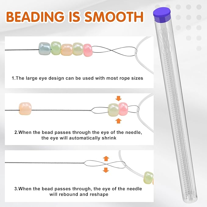 UOOU Beading Needles, 6 Pcs Beading Needle for Seed Beads, 2 Sizes Twisted Wire Bead Needles for Jewelry Making, Beaded Bracelets, Necklaces, DIY Handmade