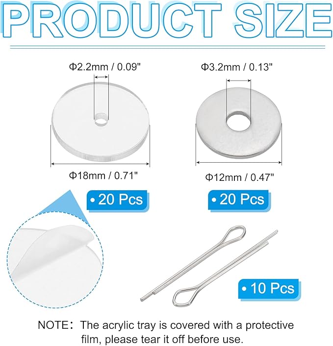 PATIKIL 18mm Doll Joints, 10 Set Removable Cotter Pin Joints Connector and Acrylic Tray for Bear Limbs Making Head Joints DIY Crafts Accessories