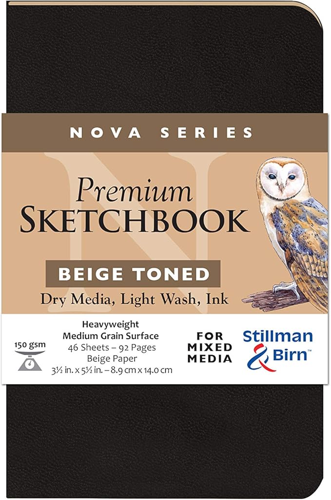 Stillman & Birn Nova Series Beige Softcover Sketchbook, 3.5" x 5.5", 150 GSM (Heavyweight), Beige Paper, Medium Grain Surface