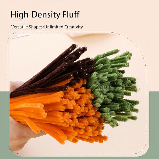 Sunflower Pipe Cleaners Craft Kit - 280Pcs Thick Chenille Stems in Yellow/Green/Brown, Include Floral Wires & Ribbon, DIY Flower Bouquet Making Supplies for Art Projects, Creative Decor, Handmade Gift