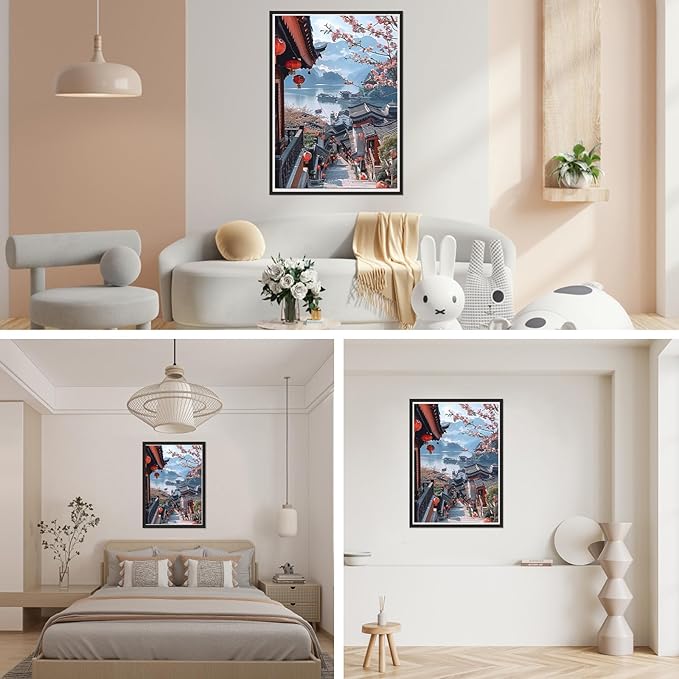 SENQAO Landscape Diamond Art Kits for Adults, Flowers Street Scenery Diamond Painting Kits, 5D DIY Full Drill Crystal Rhinestone Gem Art Craft Kits for Home Wall Decor 12X16 inch