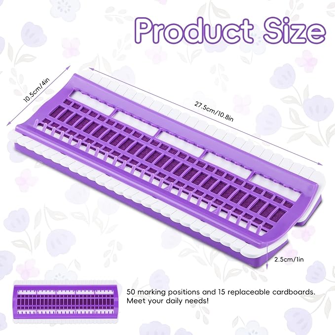 Lokunn Floss Organizer Embroidery, 50 Positions, Thread Organizers for Sewing and Cross Stitch Embroidery Thread, Plastic & Non-Woven Fabric, Purple, Comes with 15 Sticky Notes