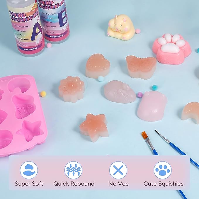 Taba Squishy Kit, Taba Squishy Making Kit for with Gift, 18oz 1:1 AB Ratio Epoxy Resin Mix, Taba Squishes Mold for Making Your Own Squishies, Taba Squishes Pack for Stress Relief