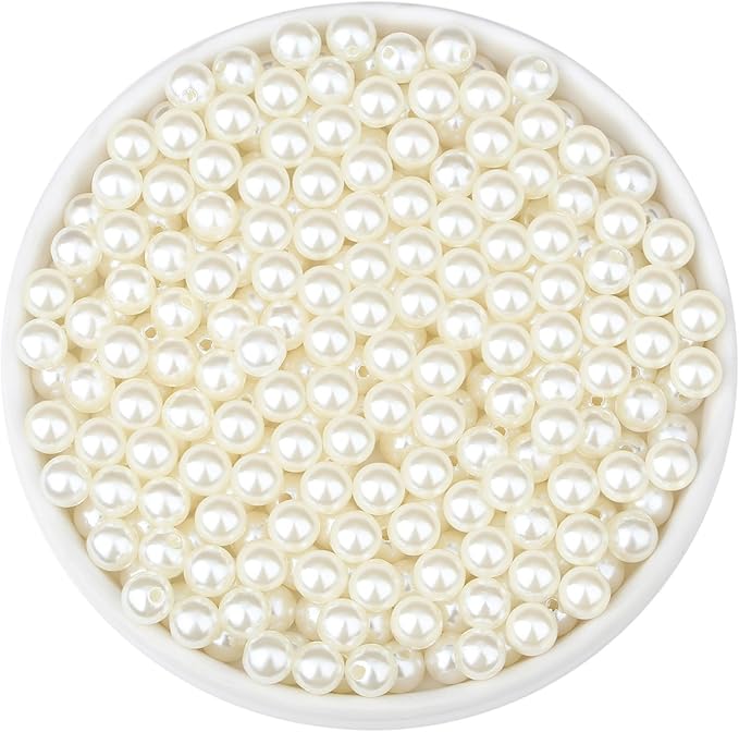 400Pcs 10mm Pearl Beads with Hole, Loose Cute Large White Pearl Bead for Crafting, Tiny Round Acrylic Pearls Beads for Jewelry Making Kit, Necklace, Earring, Bracelet, DIY Craft, Vase Filler