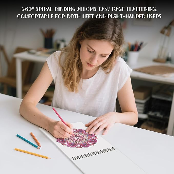 Coloring Book for Adults Relaxation, Mandala Adults Coloring Book for Women Spiral Bound Single-Sided Print Mindfulness Relaxing Gifts for Women to Stress Relief & Relieve Anxiety