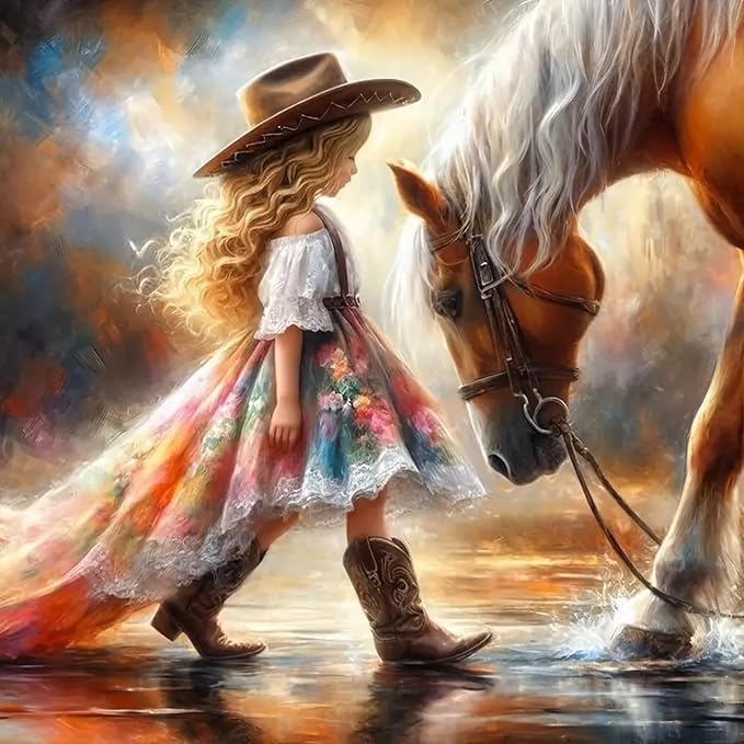 STGLCR Boot Diamond Painting Kits for Adults,5D Horse Cowboy Diamond Art Kits for Beginners,DIY Full Drill Diamond Gem Art with Painting Kits for Home Wall Decor 12 x 12 Inch