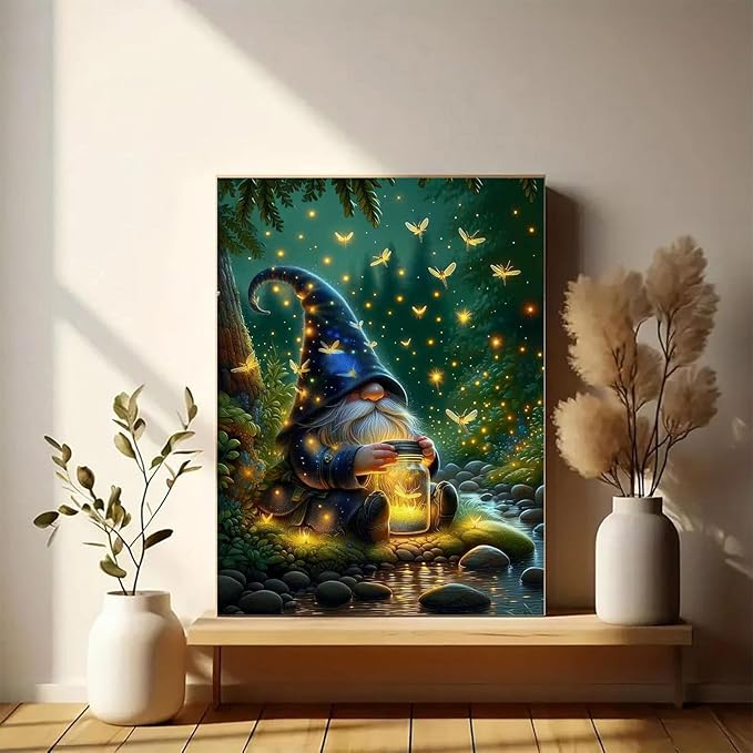 Gemozaic Gnome Diamond Art Kits for Adults, Adults' Diamond Painting Gnome, 5D Gem Art Kit for Gift Home Wall Decor, 12x16 Inch
