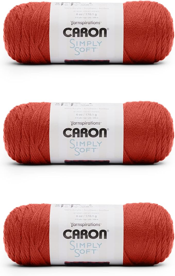 Caron Simply Soft Persimmon Yarn - 3 Pack of 170g/6oz - Acrylic - 4 Medium (Worsted) - 315 Yards - Knitting/Crochet