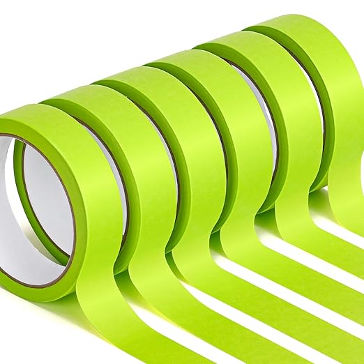 HongWay Masking Tape 1 Inch, 6 Rolls x 22yd (132yds in Total) Painters Tapes for Painting Labeling Arts Crafts, Easy Removal, No Residue (0.94in Green)