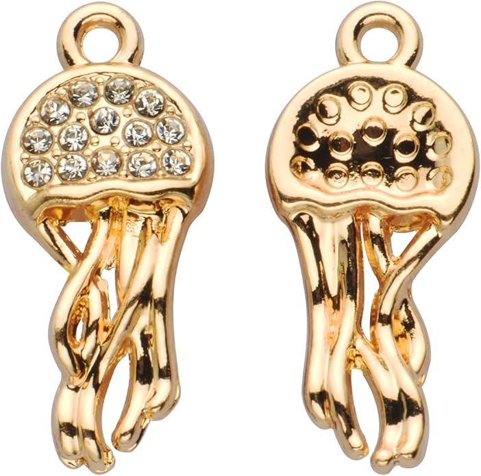 Pack of 20 Rhinestone Charms Gold Plated Pendants Pave Crystal Accessories for Necklace Bracelet Jewelry Making DIY Crafting