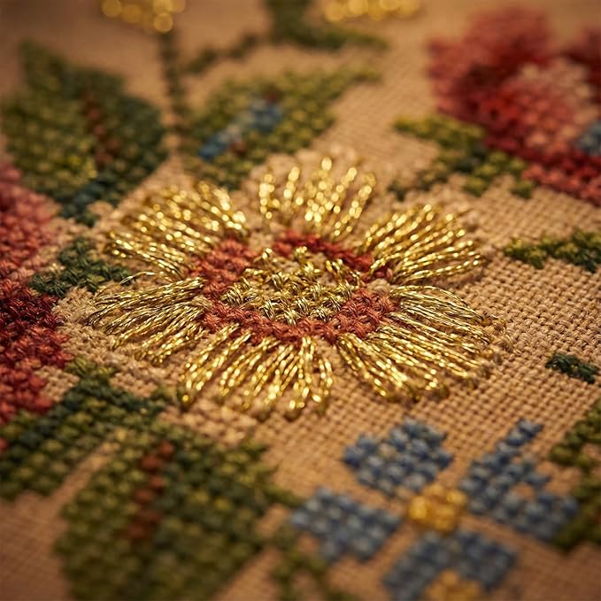 6 Skeins Embroidery Threads Metallic Light Gold Embroidery Floss Friendship Bracelet Cross Stitch Thread for Sewing Polyester Cross Stitch Threads for Hand String Art （8 m 12 Strands）