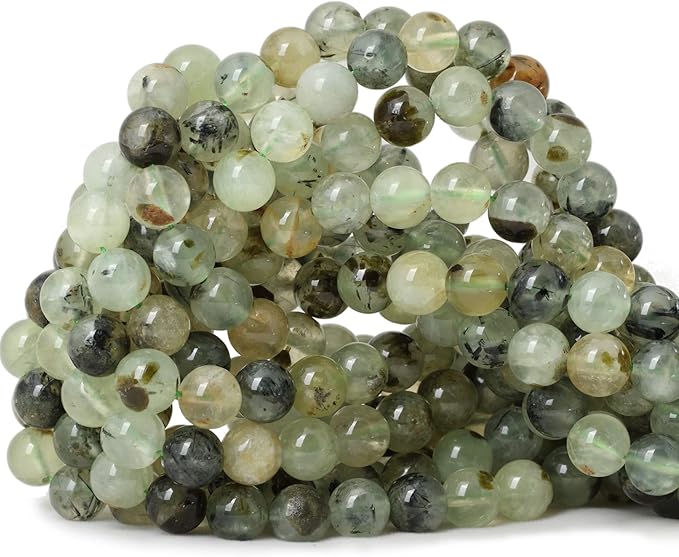 cheavian 45pcs 8mm natural prehnite gemstone smooth surface round loose beads for jewelry making 1 string 15 inches