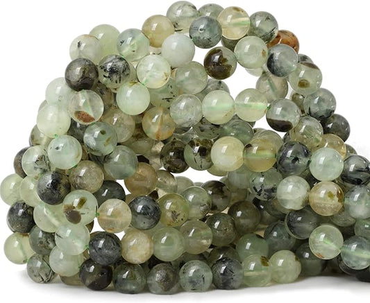 cheavian 45pcs 8mm natural prehnite gemstone smooth surface round loose beads for jewelry making 1 string 15 inches
