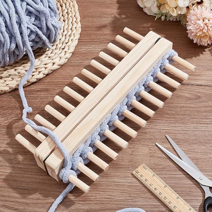 PH PandaHall Wooden Knitting Loom Chunky Blanket Kit Foldable Knitting Board Yarn Crochet Loom Portable Wood Looms Frame for Blankets Weaving DIY Hand Yarn Crafts Beginners Gifts Home Decor
