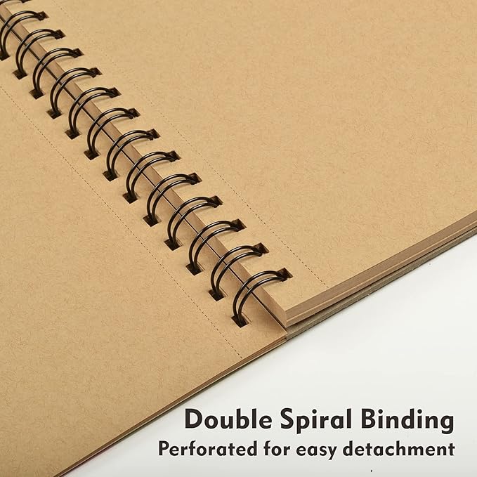 Pasler 5.5X8.5 Toned tan Sketch Pad, 2 Pack,100 Sheets (86lb./128gsm), Spiral Bound Artist Sketch Book, Acid Free Drawing Paper (2 Pack)