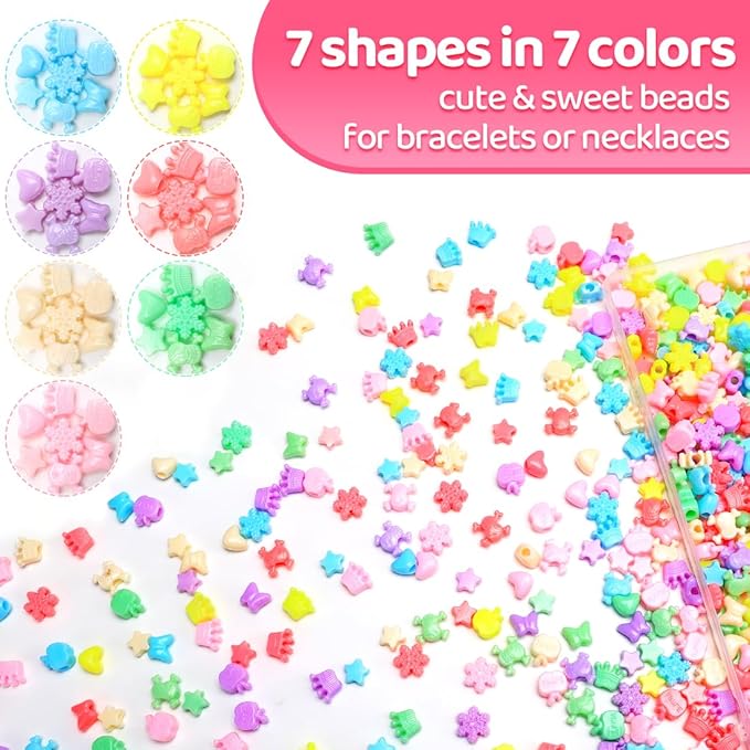 IOOLEEM Shaped Pony Beads,700pcs Beads for Bracelets Making, Friendship Bracelets & Jewelry Making.