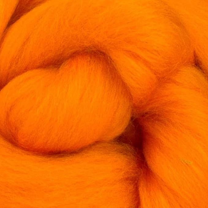 Revolution Fibers Merino Wool Roving | Premium Combed Wool Top | 22 Micron, Perfect for Felting Projects, Spinning, Wall Hangings and Tapestry (Clementine)