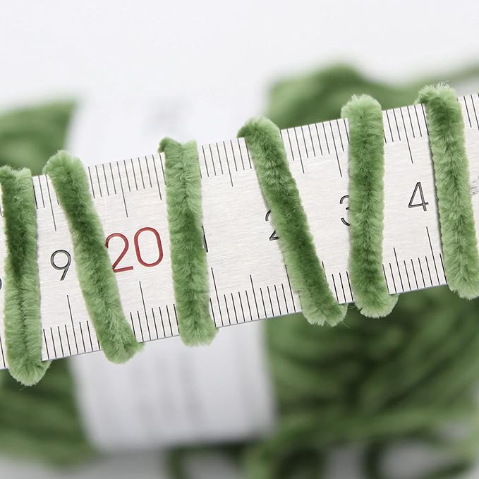NICEEC 2 Skeins Soft Chenille Yarn Blanket Yarn for Knitting Fancy Yarn for Crochet Weaving DIY Craft Total Length 2×255m (2×279yds, 2×150g)_Army Green