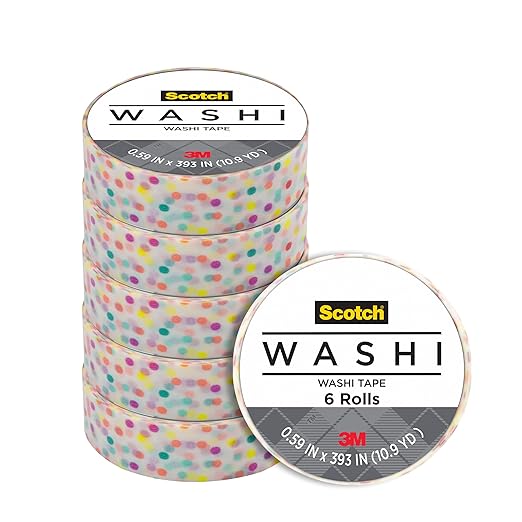 Scotch Expressions Washi Tape, .59 in x 393 in, Fun Dots 6 Rolls (C314-P47)