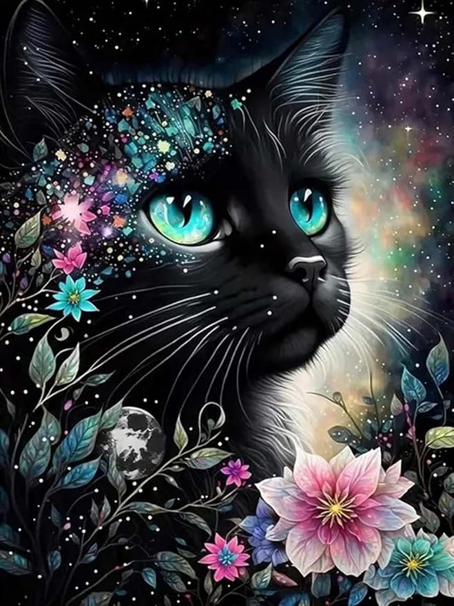 YPF Cat Diaomnd Painting Kits for Adults DIY 5D Round Full Drill Diamond Art Adult Diamond Painting Very Suitable for Home Leisure and Wall Decoration 12x16 (Inches)