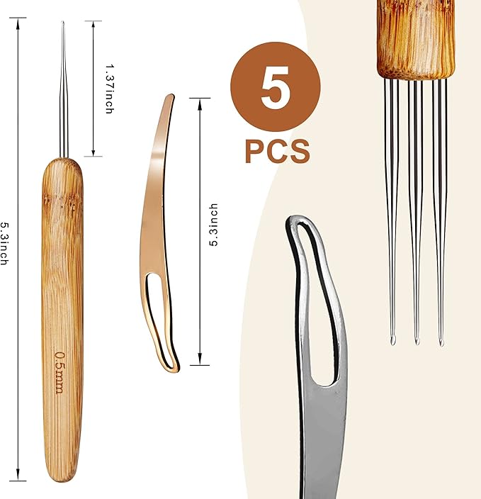KACOLA Dreadlock Crochet Hook for Hair, Locs Crochet Needle, Dreadlocks loc Crochet Needle, Interlocking Tool for locs, Braid Craft (0.5mm)
