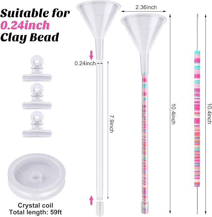 codree 3 Pack Beading Funnel Bracelet Making Kit- Clay Bead Beading Tools Kit- Beading Funnel Beading Needles for 0.24" Clay Beads Jewelry Making, Bracelets, Necklaces (Not Include Clay Beads)